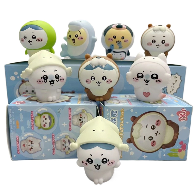 Marine Aquarium Kit - 8 peças/caixa Figuras Kawaii Chiikawa Aquarium