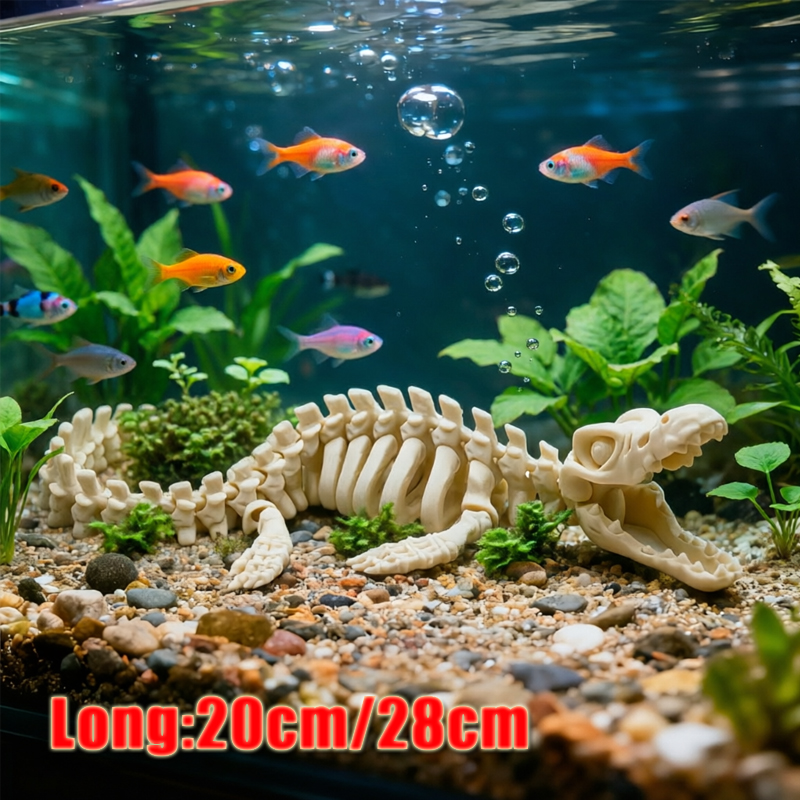 Marine Aquarium Used - Réplica realista de esqueleto de mosasauro,